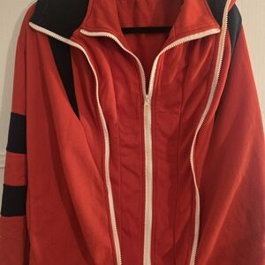 Vibrant Red Jacket with Black Accents